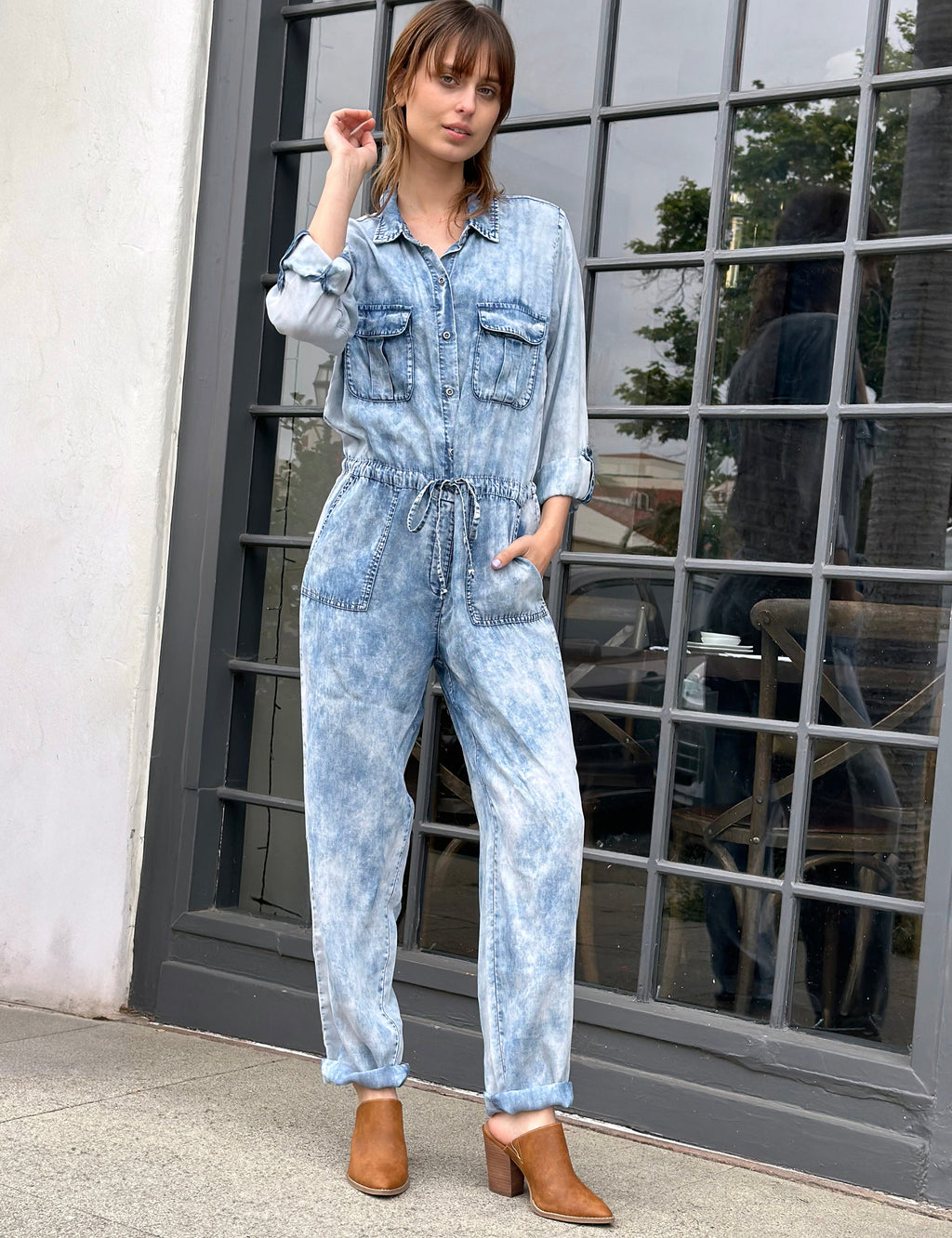 Wake Me Up Jumpsuit in Acid Blue Front View