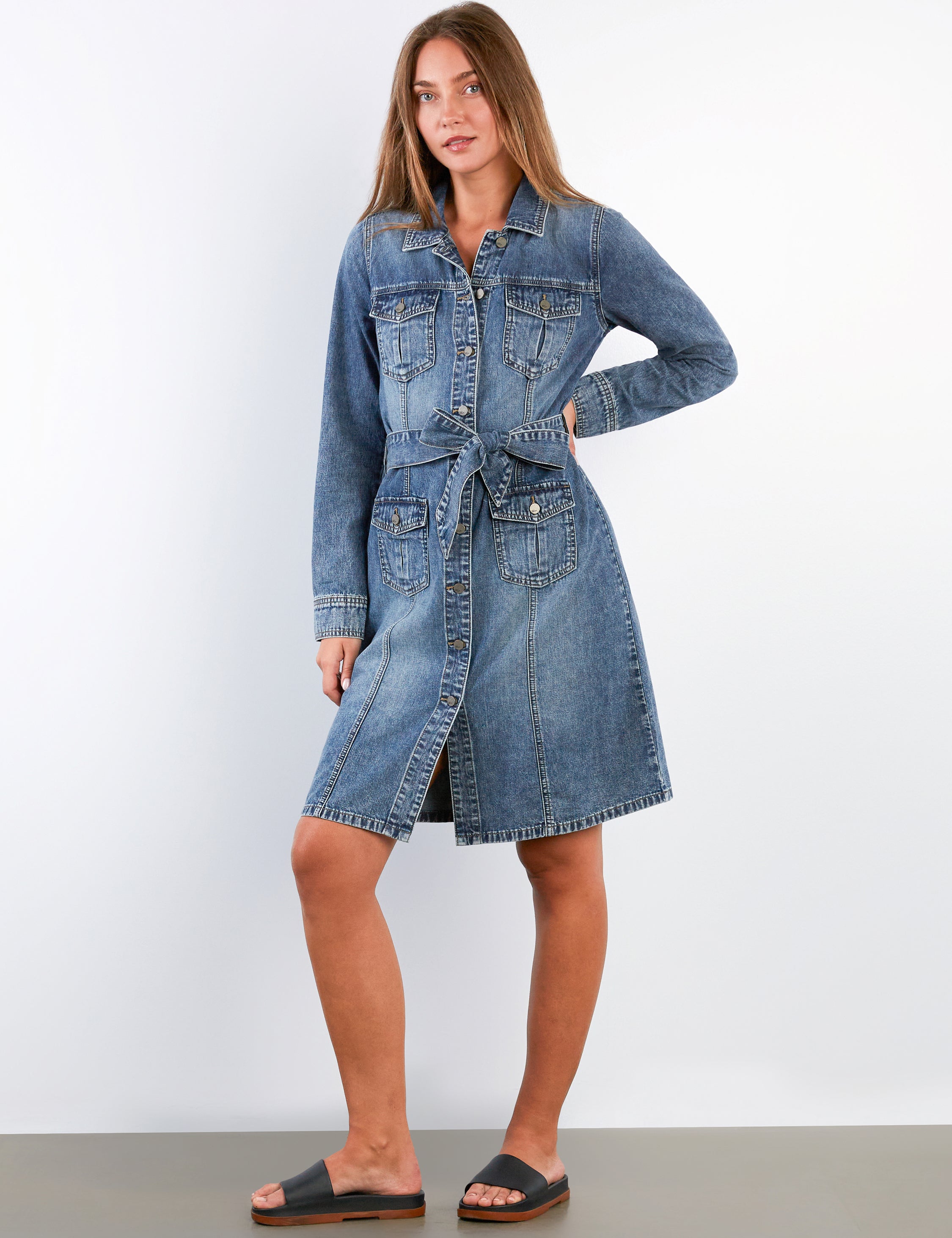 Eleanor Denim Midi Shirt Dress